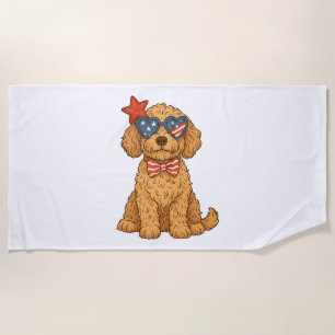 Serviette De Plage Cliparts de Goldendoodle patriotique