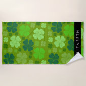 Serviette De Plage Cloches Vertes, Cloches Lucky, Votre Nom (Devant)