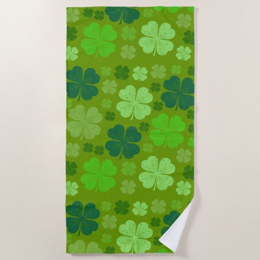 Serviette De Plage Clovers verts, Lucky Clovers, Saint Patrick's Day (Devant)