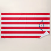 Serviette De Plage Club de natation Blue Crest Red Cabana Stripe (Devant)