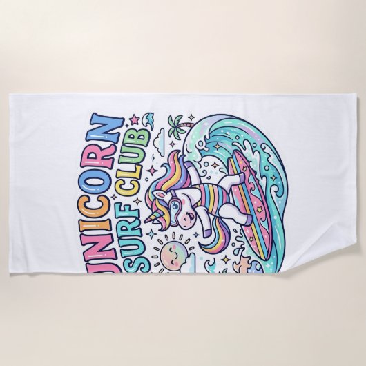 Serviette De Plage Club de surf Licorne (Devant)