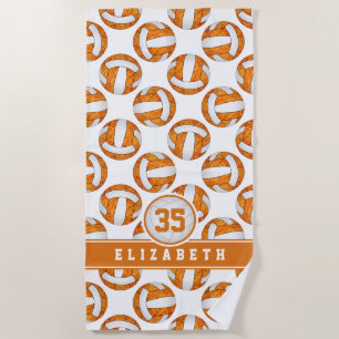 Serviette De Plage club de volley-ball orange blanc couleurs filles