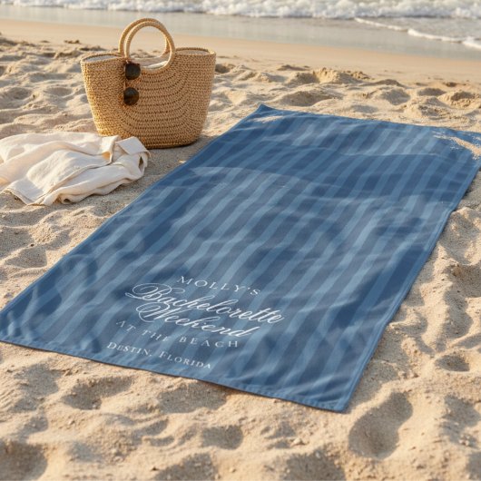 Serviette De Plage Coastal Blue Stripe Bachelorette