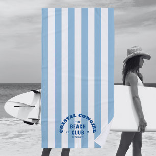 Serviette De Plage Coastal Cowgirl The Beach Club Blue Cabana Stripe