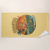 Serviette De Plage Coastal Lifestyle Gator Surfing - Retro Surf Beach (Devant)