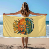 Serviette De Plage Coastal Lifestyle Gator Surfing - Retro Surf Beach