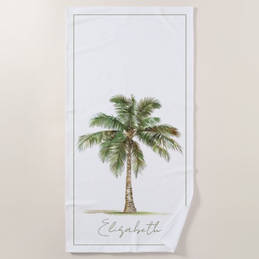 Serviette De Plage Coastal Palm Tree Personalized (Devant)