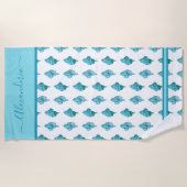 Serviette De Plage Coastal Seashell Tropical Turquoise Blue Beach Tow (Devant)