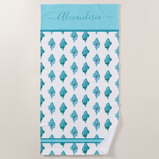 Serviette De Plage Coastal Seashell Tropical Turquoise Blue Beach Tow (Devant)