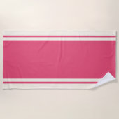 Serviette De Plage Coastal Stripe Beach Towel - Raspberry & Cream (Devant)