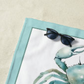 Serviette De Plage Coastal Watercolor Crab Personalized (En situation)