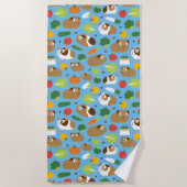 Serviette De Plage Cobayes et leur motif sans couture de festins (Devant)