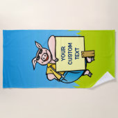 Serviette De Plage Cochon avec panneau (Devant)