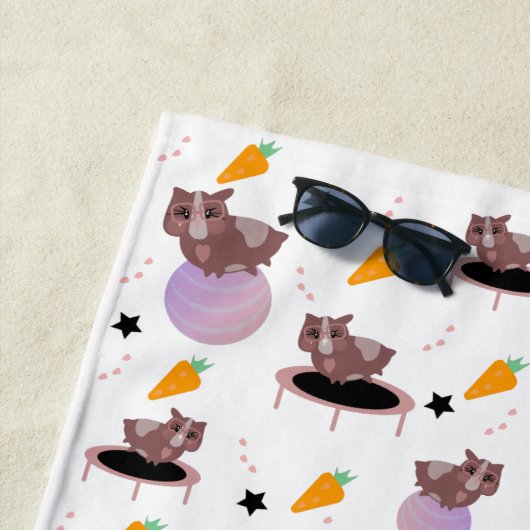 Serviette De Plage Cochons d'Inde mignons en train de faire de l'exer (En situation)