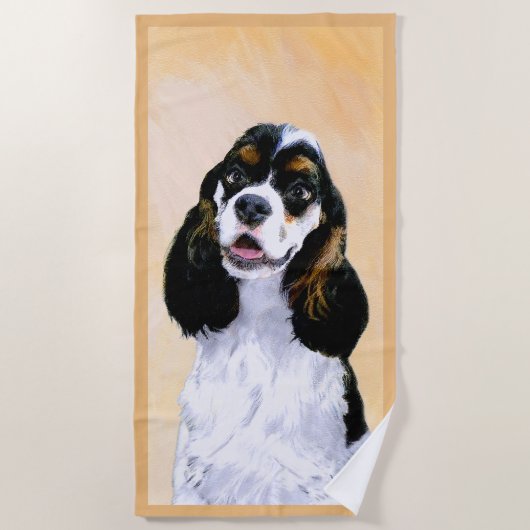 Serviette De Plage Cocker Spaniel (Parti) Peinture - Art Chien origin (Devant)