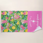 Serviette De Plage Cocktail au citron preppy | Week-end d'enterrement (Devant)