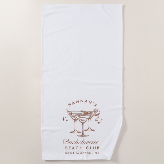 Serviette De Plage Cocktail Brun Rétro de Fiançailles (Devant)