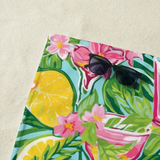 Serviette De Plage Cocktail de citron preppy | Week-end d'enterrement (En situation)