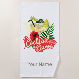 Serviette De Plage Cocktail Queen Vintage Hen Bachelorette Party