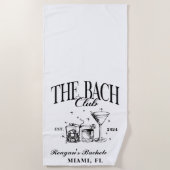 Serviette De Plage Cocktail rétro noir Club Bachelorette personnalisé (Devant)