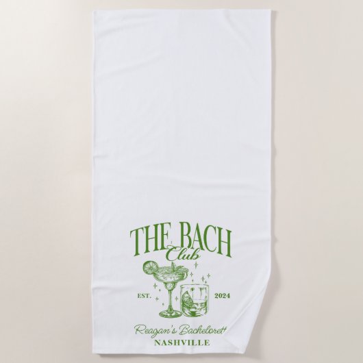 Serviette De Plage Cocktail rétro vert personnalisé pour enterrement  (Devant)
