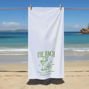 Serviette De Plage Cocktail rétro vert personnalisé pour enterrement