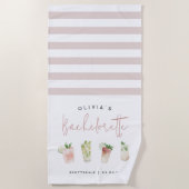 Serviette De Plage Cocktails tropicaux Soirée de Bachelorette personn (Devant)