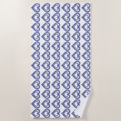 Serviette De Plage Coeur bleu saphir (Devant)
