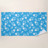 Serviette De Plage Coeur de fleur bleu avec fleurs motif (Devant)