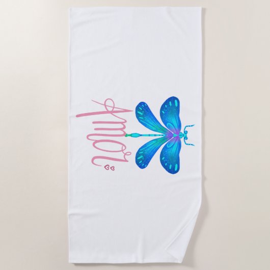 Serviette De Plage coeur de libellule (Devant)