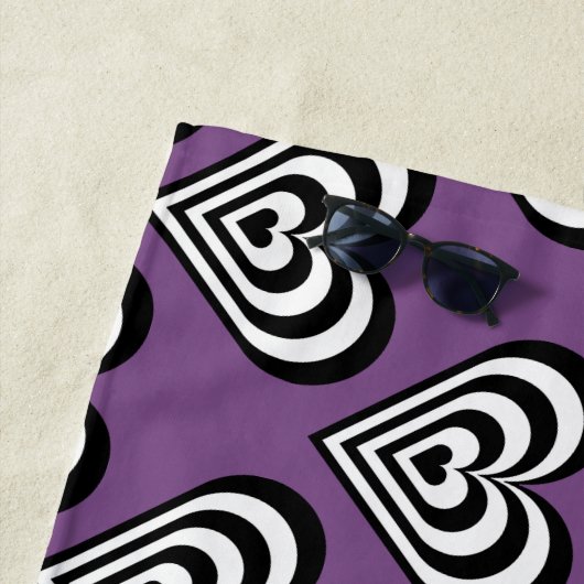 Serviette De Plage coeur de palpitation noir et blanc Thunder_Cove de (En situation)