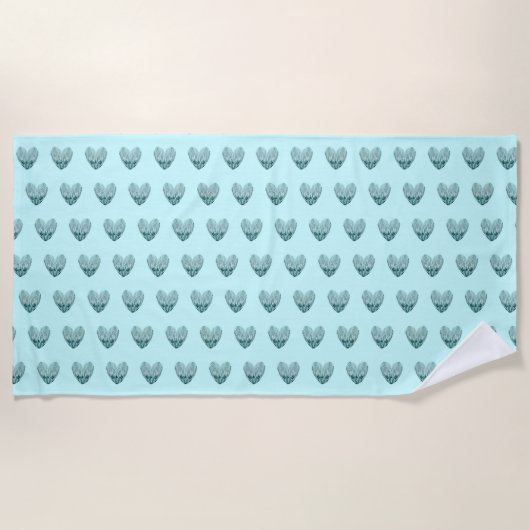 Serviette De Plage Cœur de plume en vert doux (Devant)