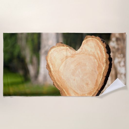 Serviette De Plage coeur en bois (Devant)