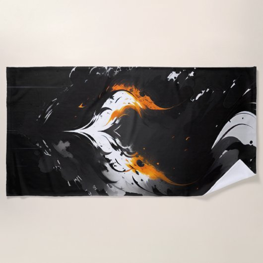 Serviette De Plage Coeur foncé en feu (Devant)