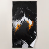 Serviette De Plage Coeur foncé en feu (Devant)