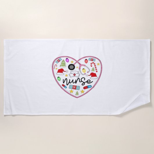 Serviette De Plage Coeur infirmière, T-shirt surdimensionné Halloween (Devant)