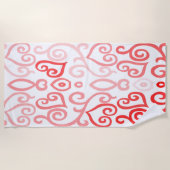 Serviette De Plage Coeur rouge et rose (Devant)