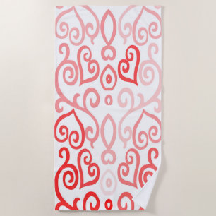 Serviette De Plage Coeur rouge et rose