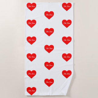 Serviette De Plage Coeur rouge romantique Personnalisé