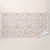 Serviette De Plage Cœurs bruns crème Saint-Valentin Amour (Devant)
