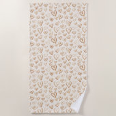 Serviette De Plage Cœurs bruns crème Saint-Valentin Amour (Devant)