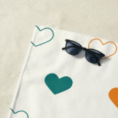 Serviette De Plage Cœurs charmants / crème orange vert (En situation)