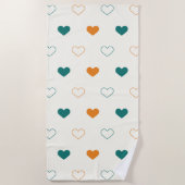 Serviette De Plage Cœurs charmants / crème orange vert (Devant)
