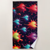 Serviette De Plage Coeurs colorés Art éclatant (Devant)