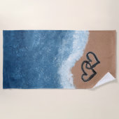 Serviette De Plage Cœurs dans le Sable (Devant)