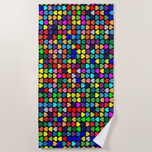 SERVIETTE DE PLAGE COEURS D'ARC-EN-CIEL (Devant)