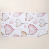 Serviette De Plage Cœurs de crème rose (Devant)