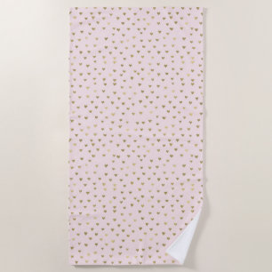 Serviette De Plage Coeurs dorés rose vif Abstraits