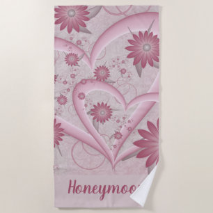 Serviette De Plage Coeurs et fleurs Abstraits roses Aimer Fractal Per