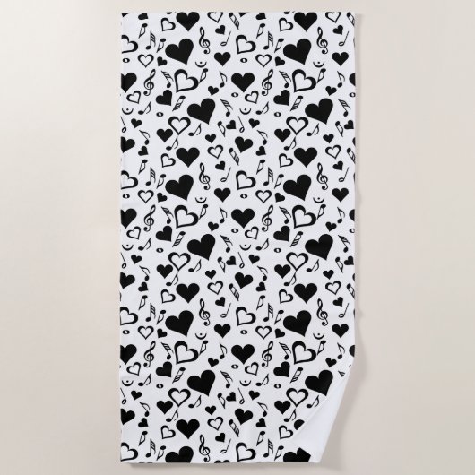 Serviette De Plage Cœurs et notes de musique (Devant)